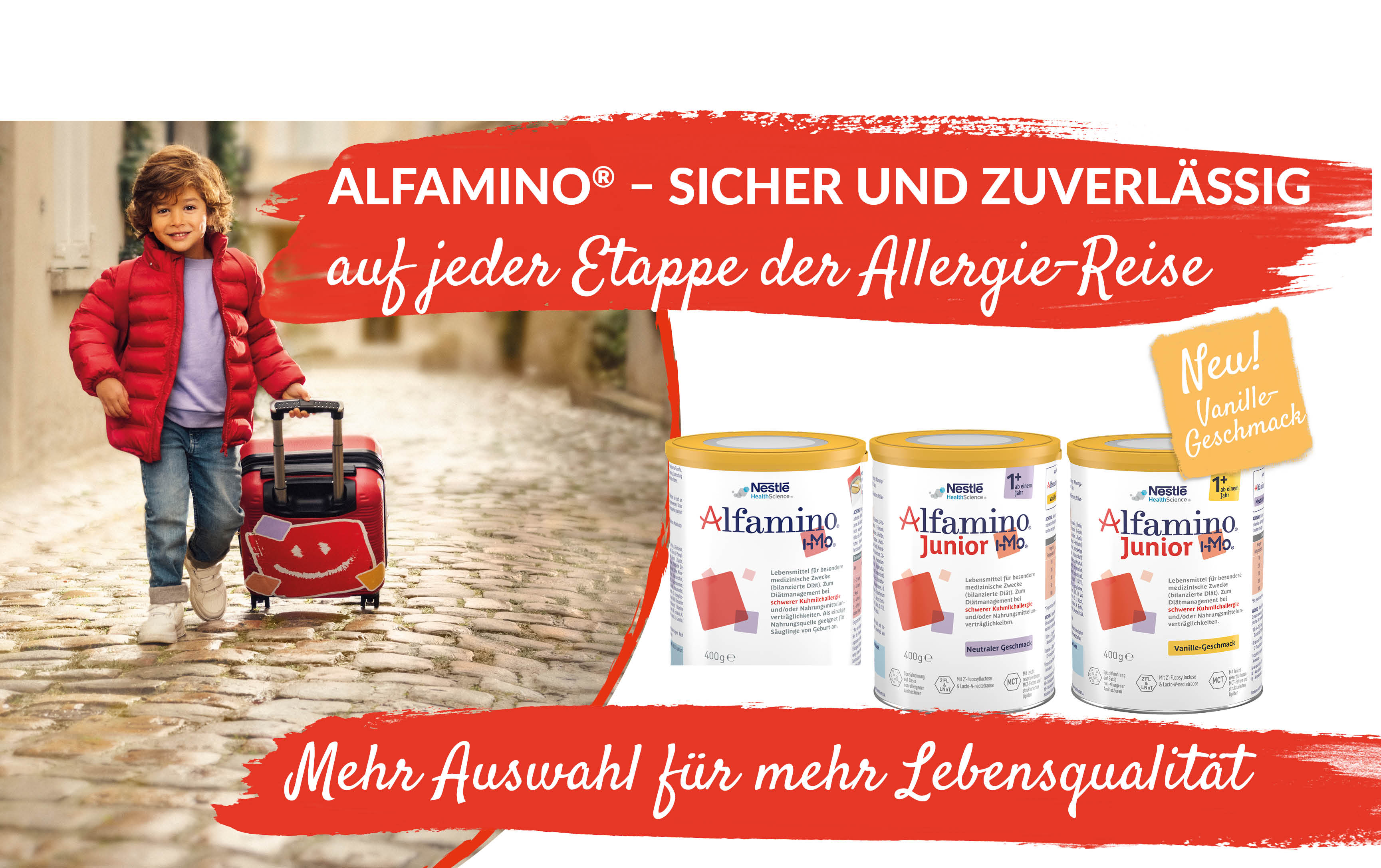 Alfamino®  Junior – Jetzt neu mit Vanille-Geschmack